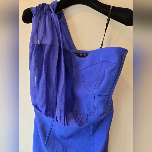 Karen Millen Blue Asymmetrical One-Shoulder Cocktail Dress Size 6 - Picture 7 of 13